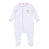 Sweet Golden Ruffle Footie - Pink