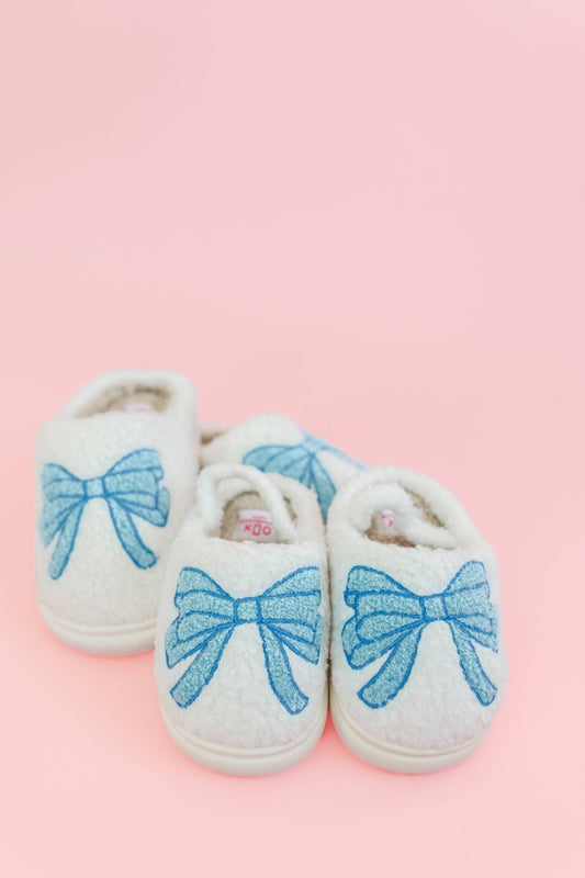 Blue Bow Plush Slippers - Après NJ