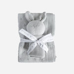 Blue Gray Bunny Lovey & Blanket Set - Après NJ