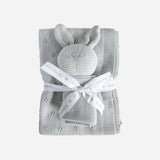 Blue Gray Bunny Lovey & Blanket Set - Après NJ