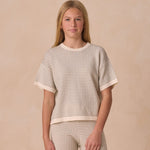 Boxy Crop Knit Tee in sage stripe - Après NJ