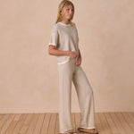Boxy Crop Knit Tee in sage stripe - Après NJ