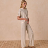 Boxy Crop Knit Tee in sage stripe - Après NJ