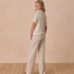 Boxy Crop Knit Tee in sage stripe - Après NJ