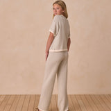 Boxy Crop Knit Tee in sage stripe - Après NJ