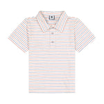 Boys Short Sleeve Polo Red White and Blue Stripe - Après NJ