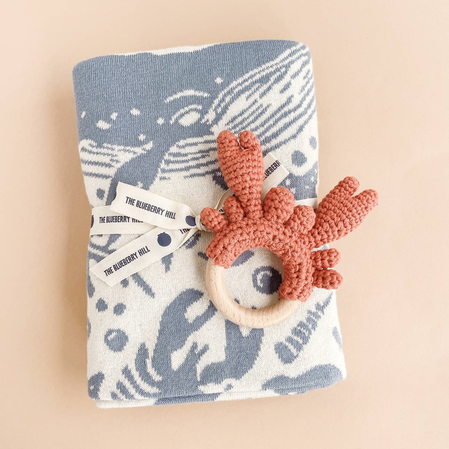 nautical blanket and crab teether