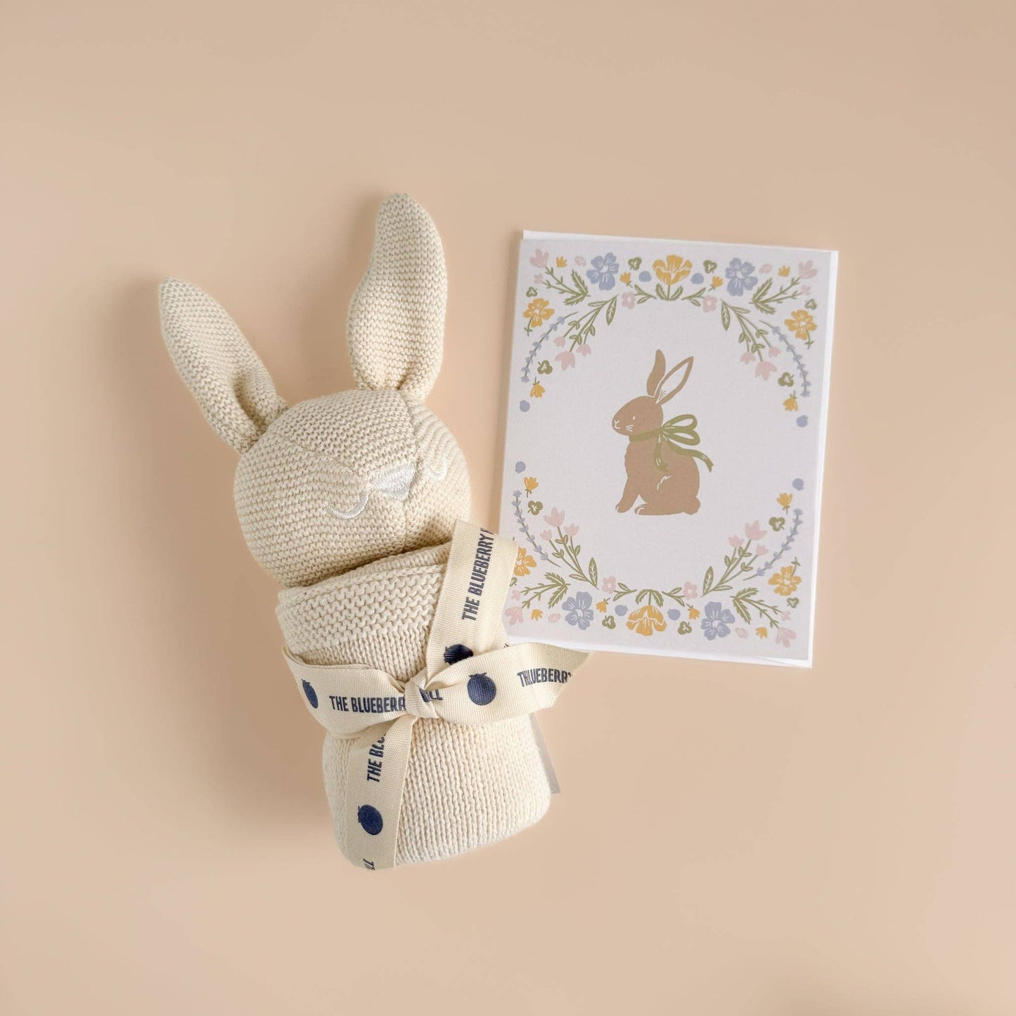 pastel bunny card with lovey 