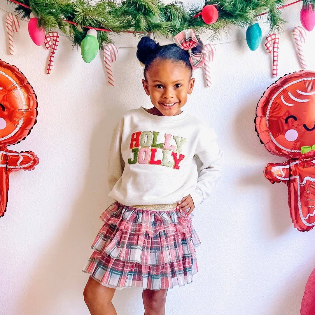 Girl Wearing Red and Green Plaid Tutu