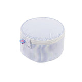 6" Blue Seersucker Button Bag