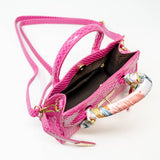 Hot Pink Crocodile Scarf Handbag