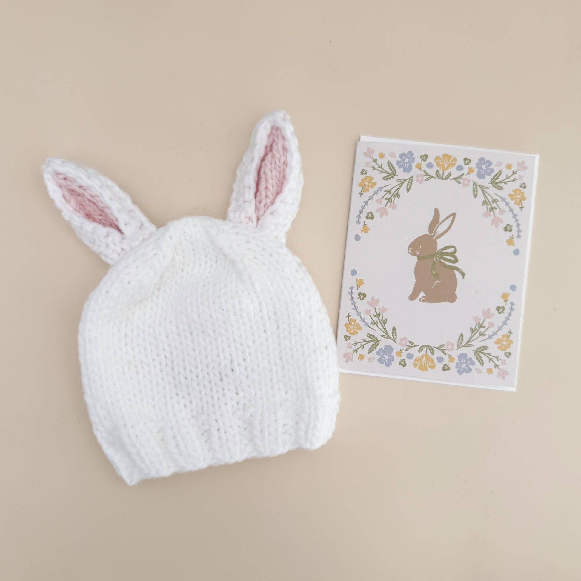 pastel bunny card with hat 