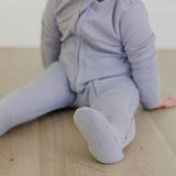Rib Knit Zip-Up Footie Pajama - Periwinkle
