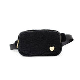Black Fuzzy Belt Bag w/ Heart