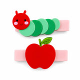 Caterpillar and Apple Hair Clips