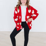 Red/Coconut Heart Cozy Cardigan