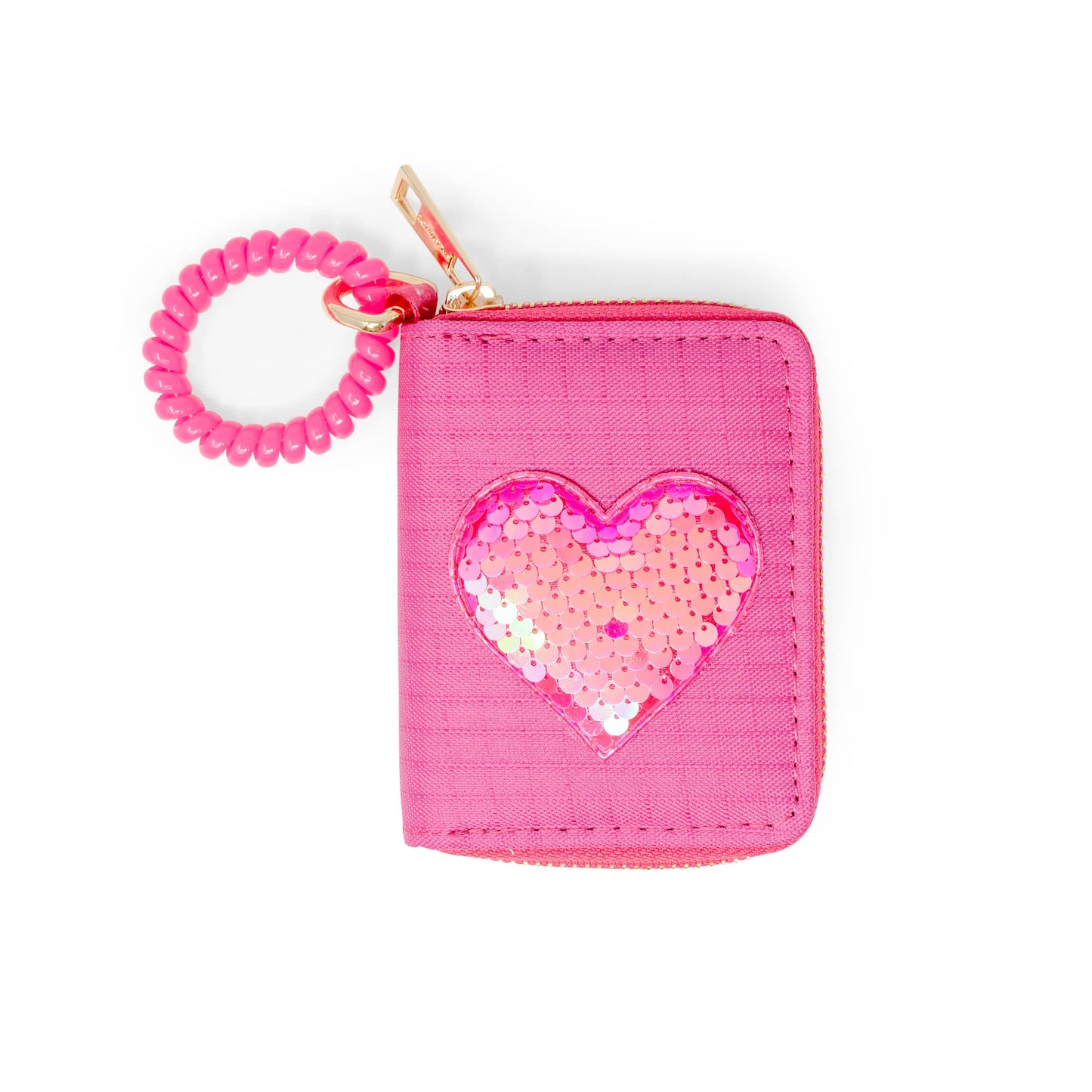 Pink wallet with pink sequin heart