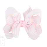 Seersucker Hair Bow Pink and Navy
