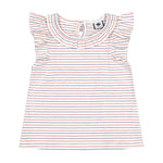 Colette Flutter Sleeve Top Red White Blue Stripe - Après NJ