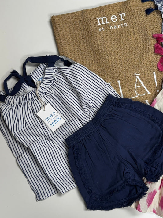 Colette Top and Short Set Marine Stripe - Après NJ