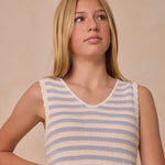 Crochet Tank Mini Dress - Blue Stripe - Après NJ