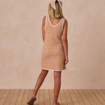 Crochet Tank Mini Dress - Pink Stripe - Après NJ