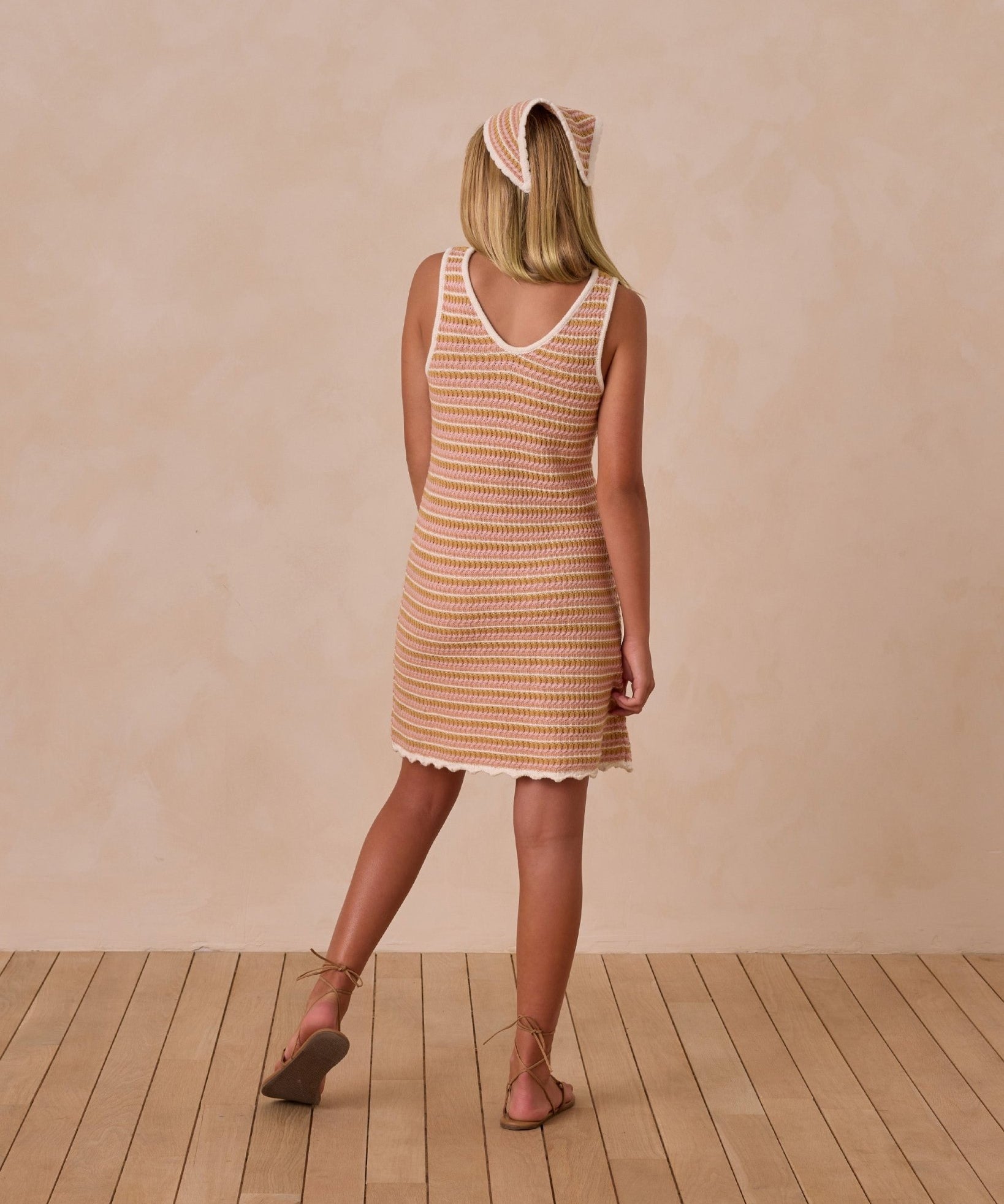 Crochet Tank Mini Dress - Pink Stripe - Après NJ