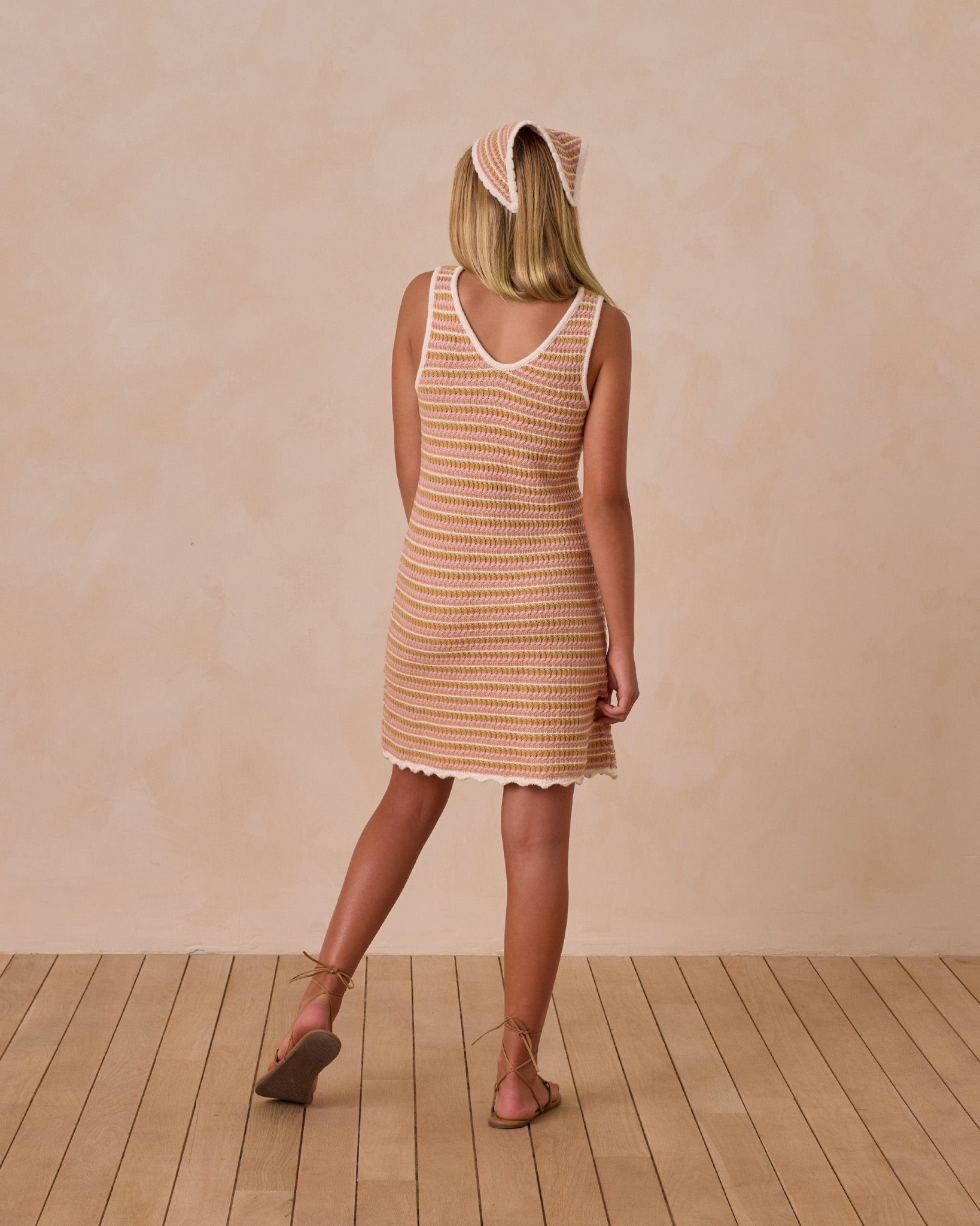 Crochet Tank Mini Dress - Pink Stripe - Après NJ