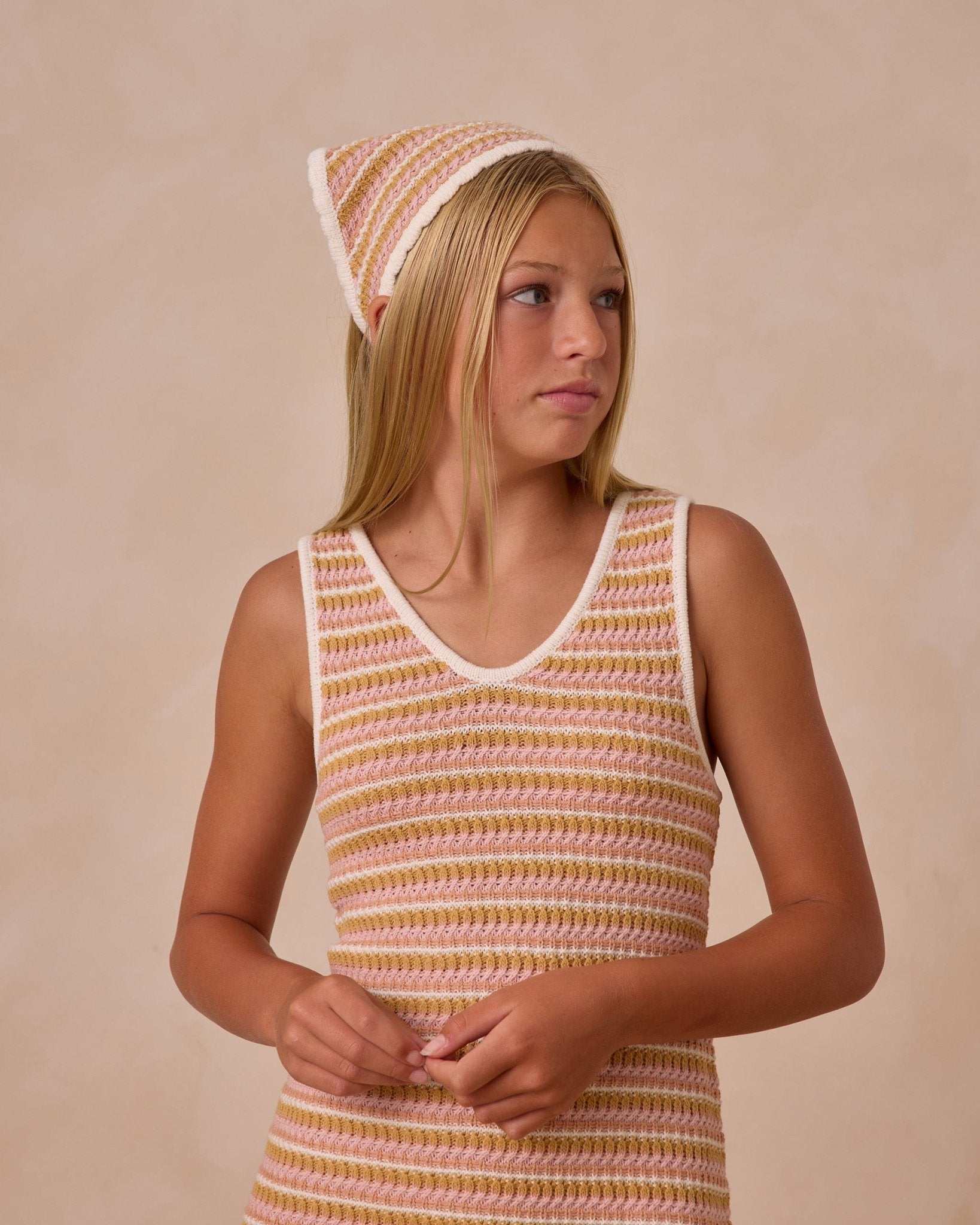 Crochet Tank Mini Dress - Pink Stripe - Après NJ