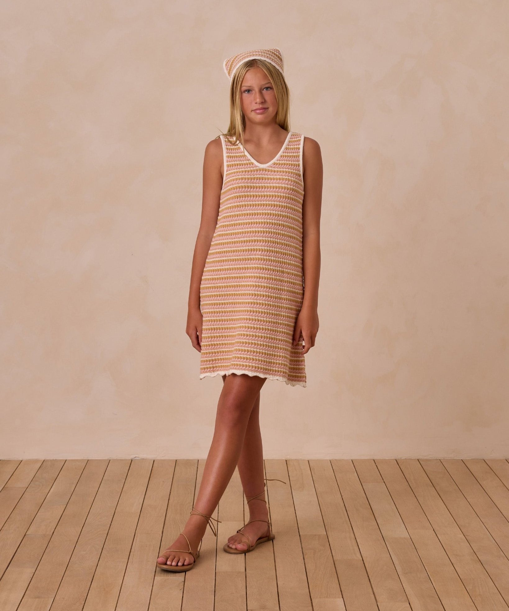 Crochet Tank Mini Dress - Pink Stripe - Après NJ