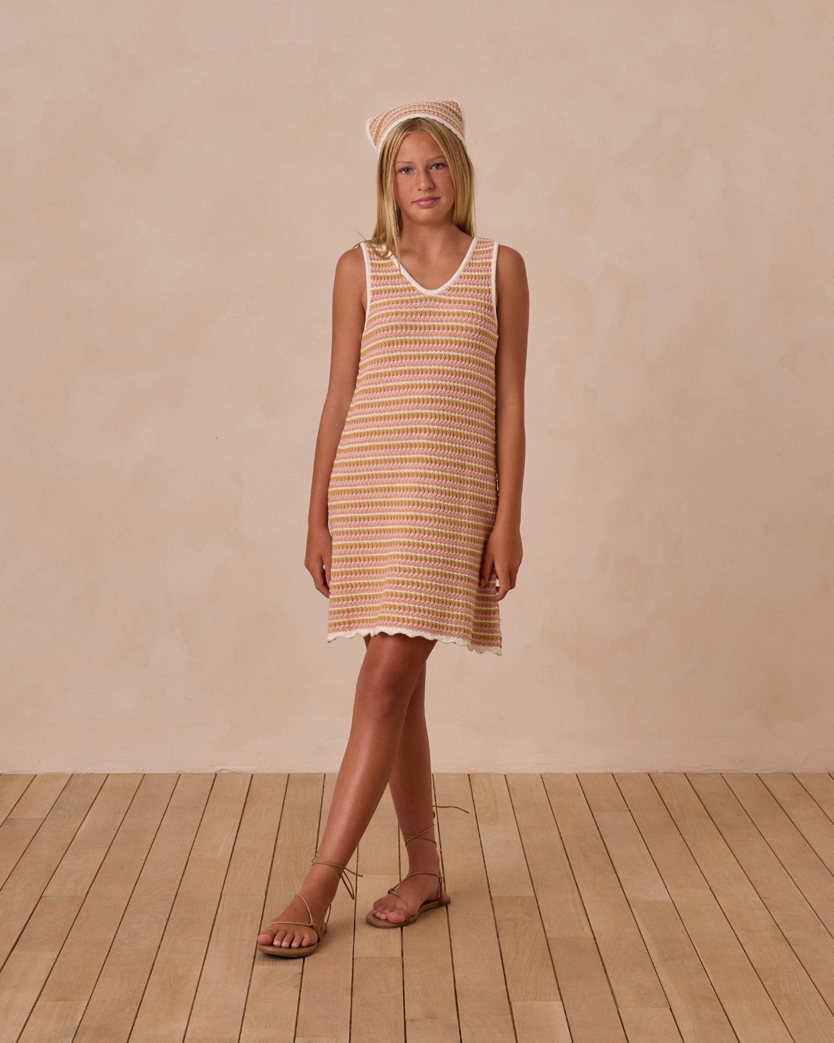 Crochet Tank Mini Dress - Pink Stripe - Après NJ