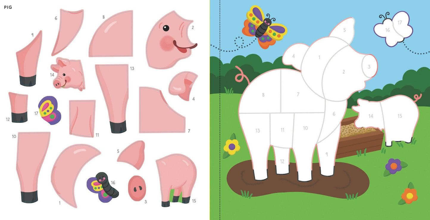 Farm Animal Color-By-Sticker Book