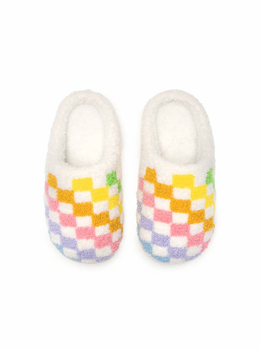 Rainbow checkered slippers