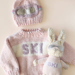 Ski Sweater, Baby Pink Kids Christmas Holiday Cardigan