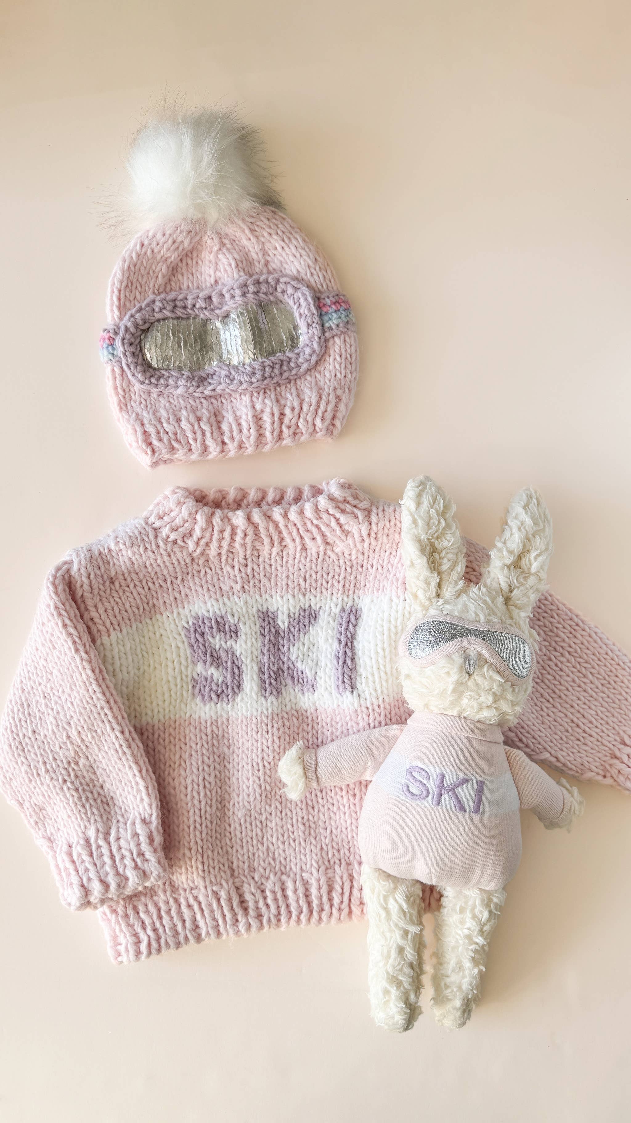 Ski Sweater, Baby Pink Kids Christmas Holiday Cardigan