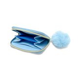Blue Teddy Pom Pom Zip Wallet