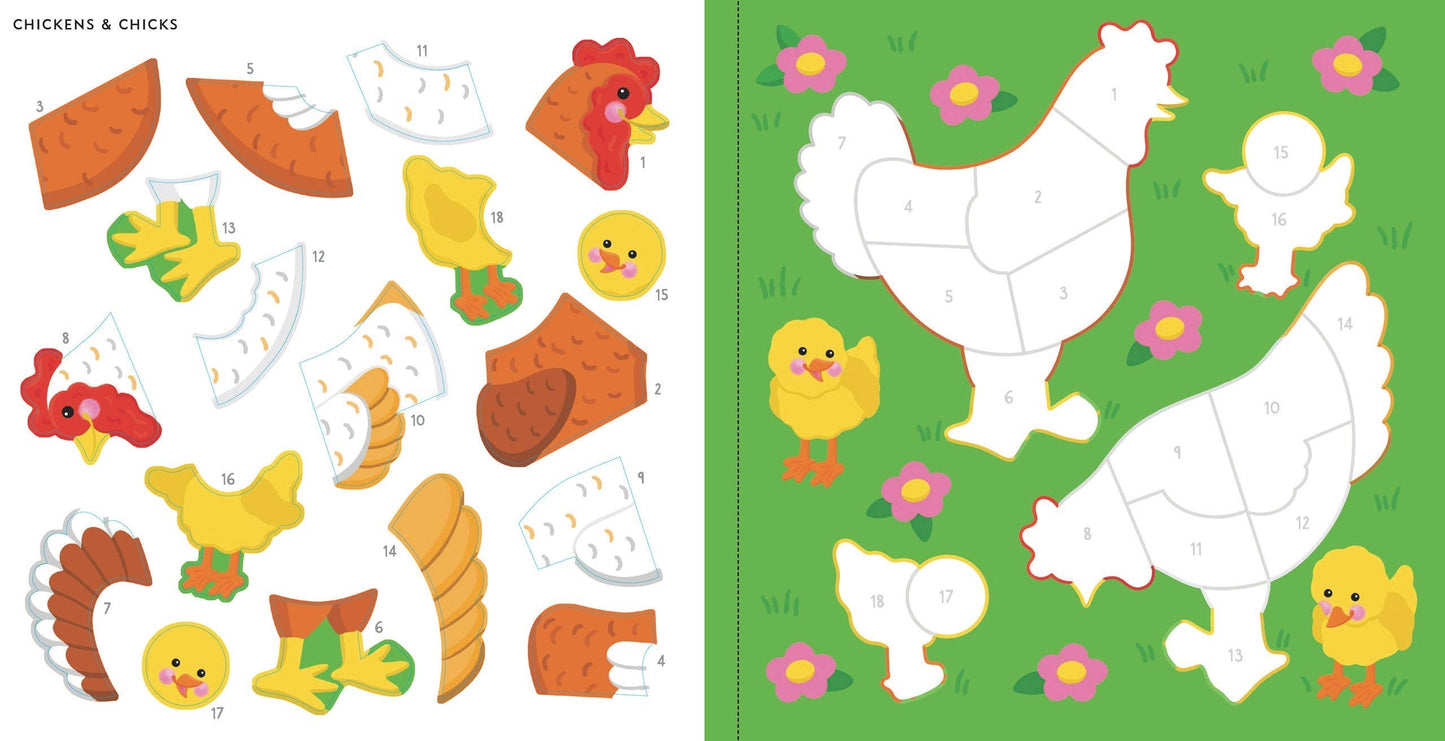 Farm Animal Color-By-Sticker Book