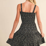 SMOCKED KNIT TIERED SHORT DRESS