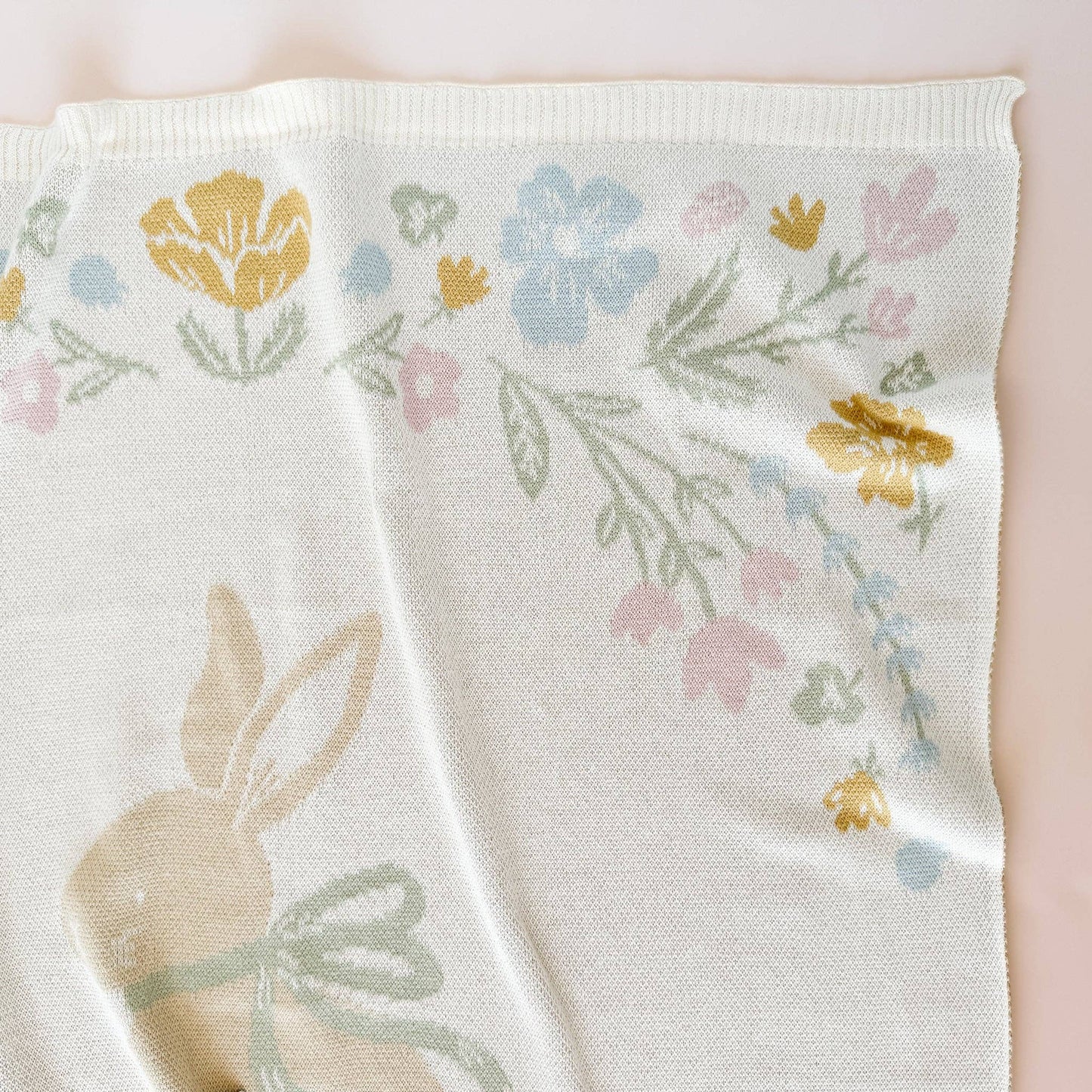 close up pastel bunny blanket gift set 