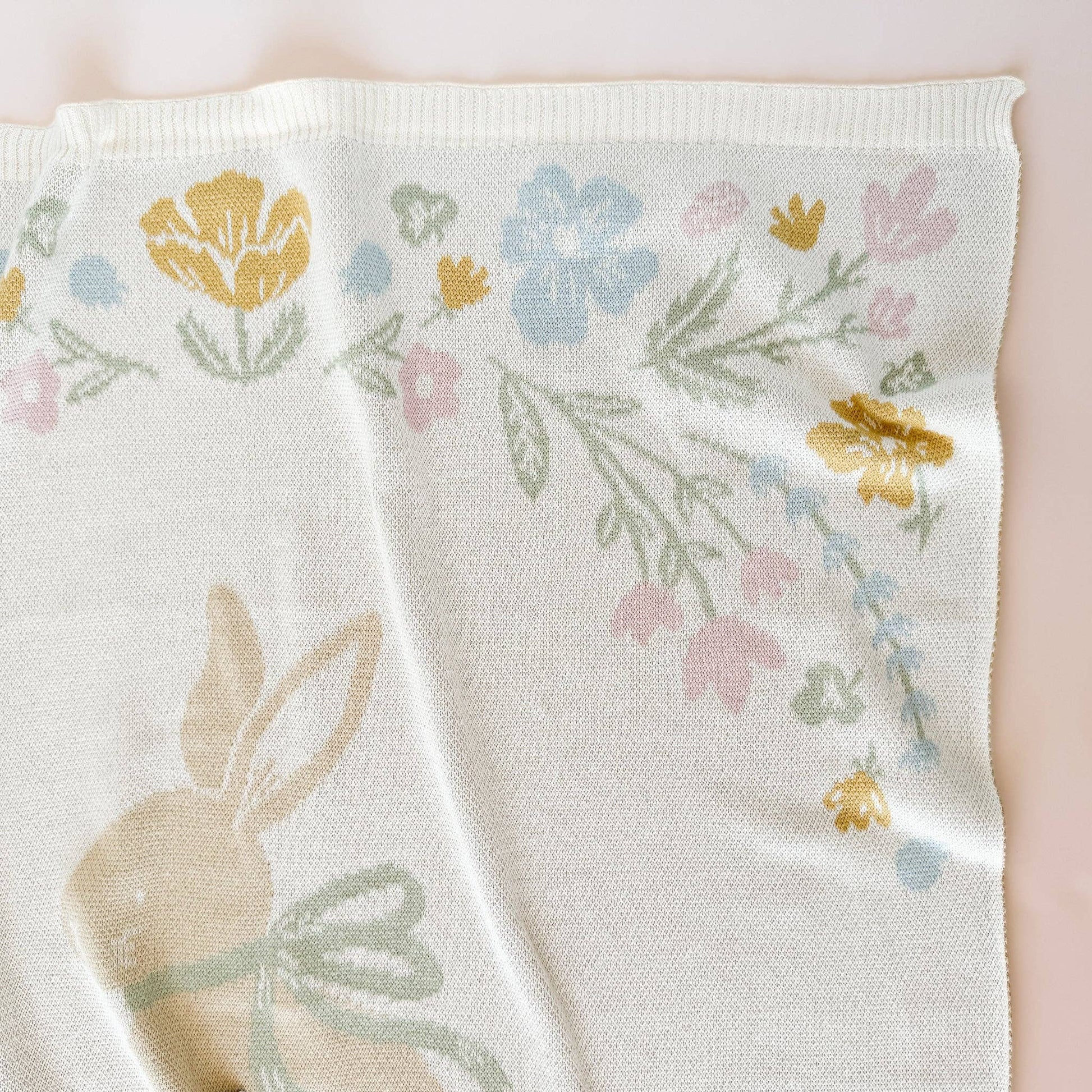 close up pastel bunny blanket gift set 