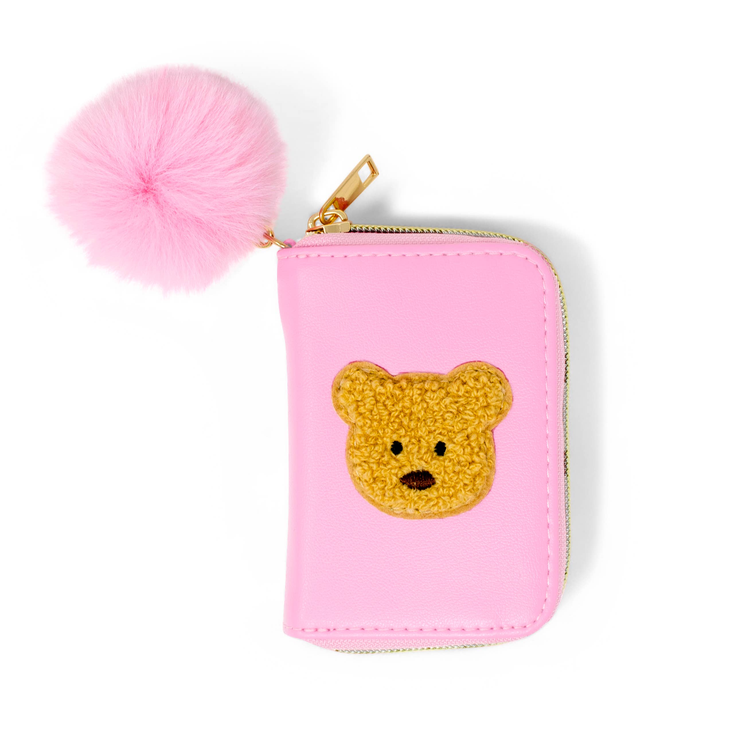 Teddy Pom Pom Zip Wallet