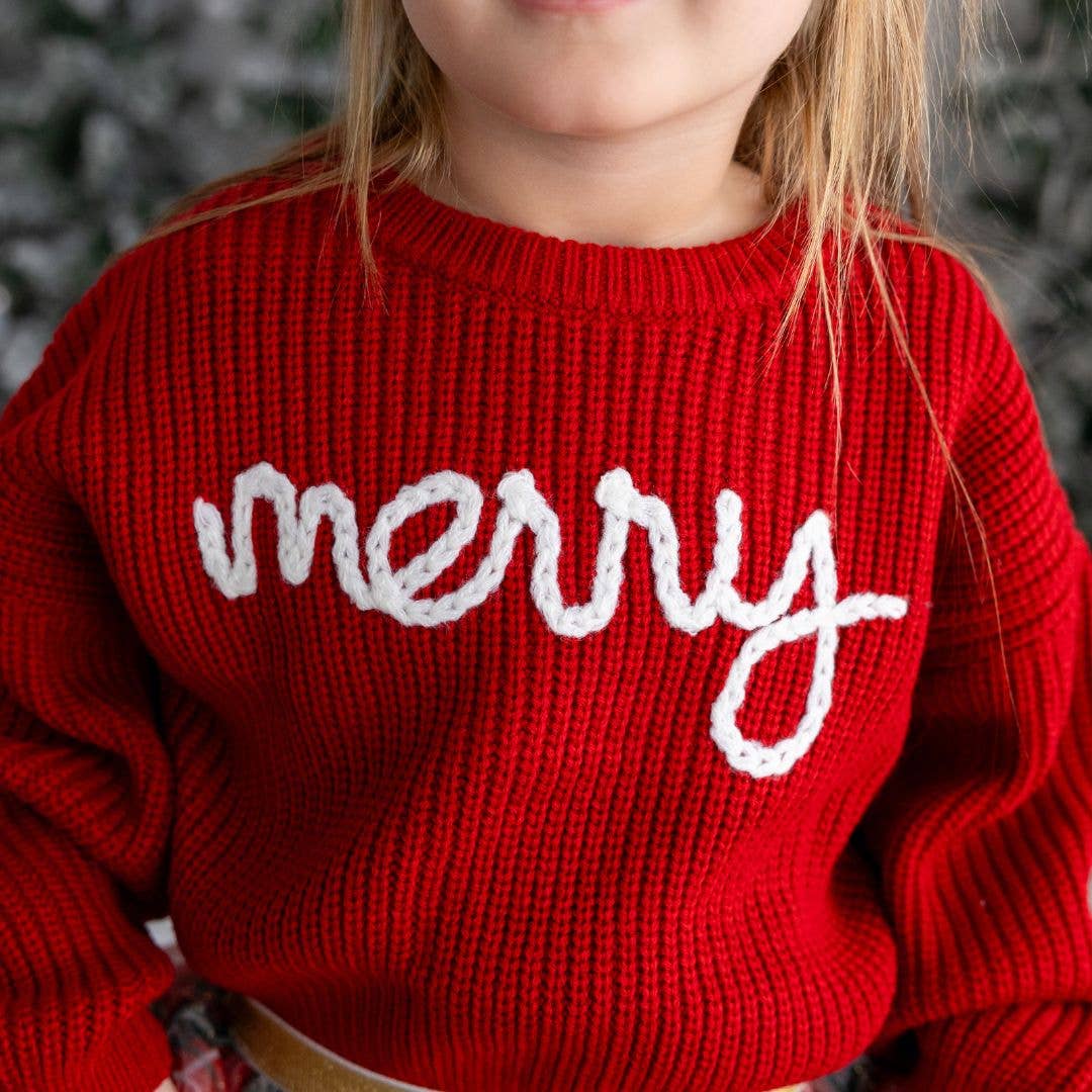 Red Yarn Knit Merry Sweater