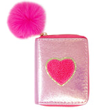 Shiny Heart Patch Wallet- Purple