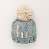 Hi. Knit Blue Beanie Hat