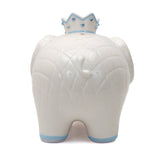White With Blue Elephant Bank