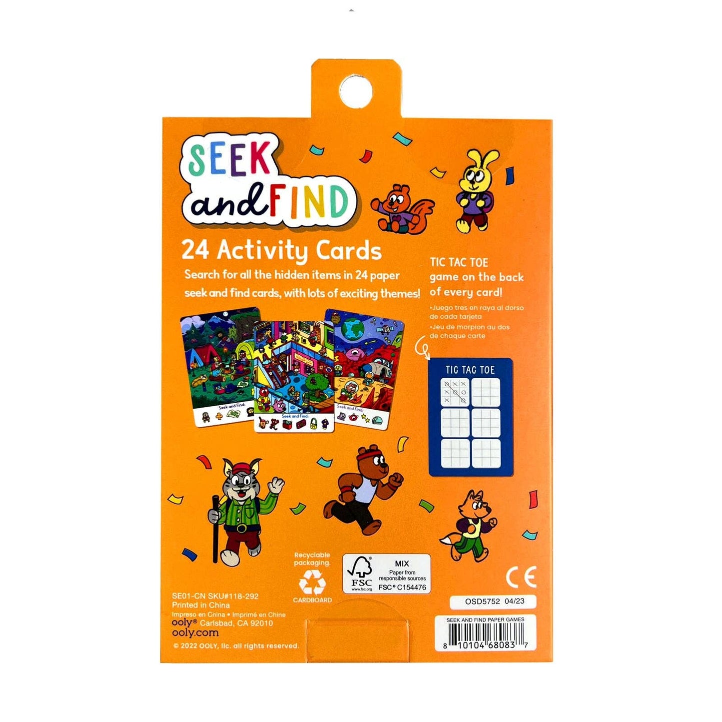 Back of seek and find activity cards