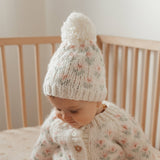 Bitty Blooms White Beanie Hat