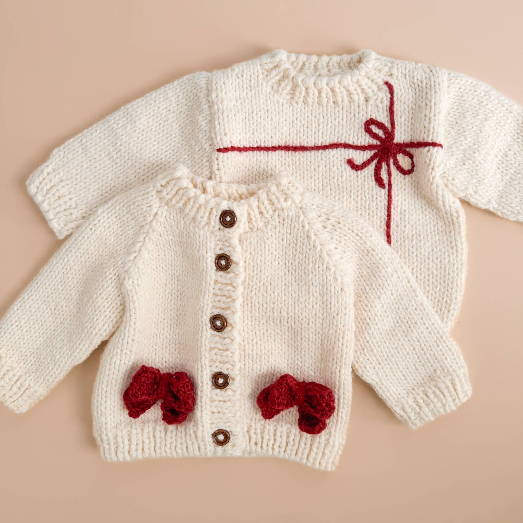 Red Bow Cardigan Kids Baby Sweater Christmas Holiday Love
