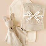 Gift Set Pique Blanket with Bear Lovey, Cream Organic Cotton Baby - Après NJ