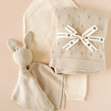 Gift Set Pique Blanket with Bear Lovey, Cream Organic Cotton Baby - Après NJ